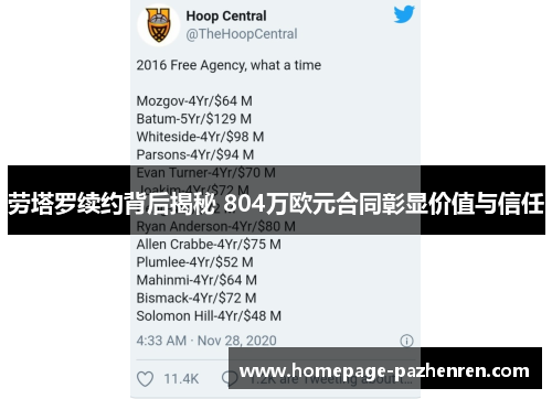 劳塔罗续约背后揭秘 804万欧元合同彰显价值与信任